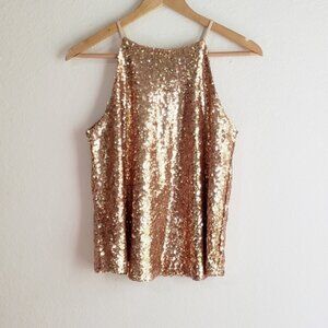Like-New Moa Moa Sequin Rose Gold Tank Size Large